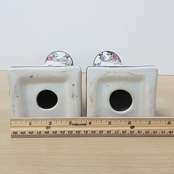 Vintage Hand Painted Floral Candlestick Holders - Picture 4 of 12